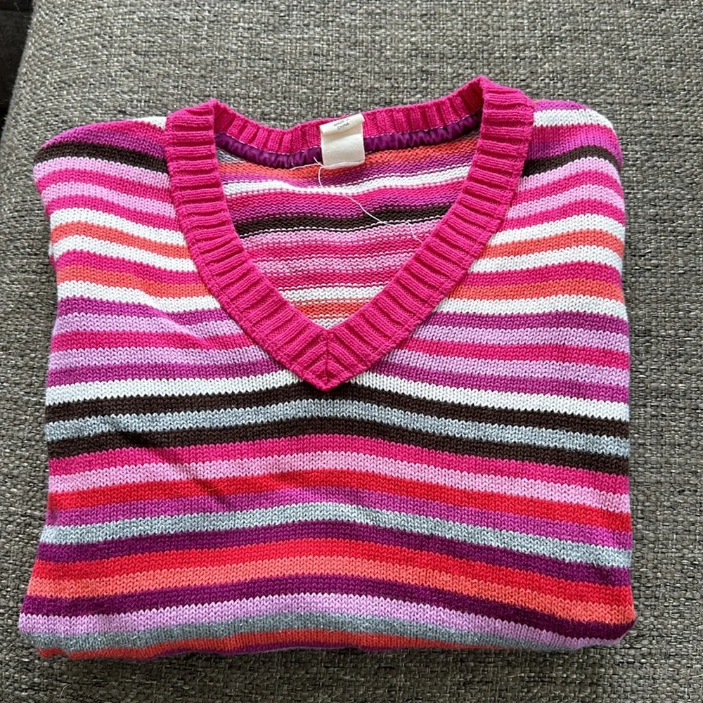 Old Navy Girls Pink 100% Cotton Size 8 Striped Sweater